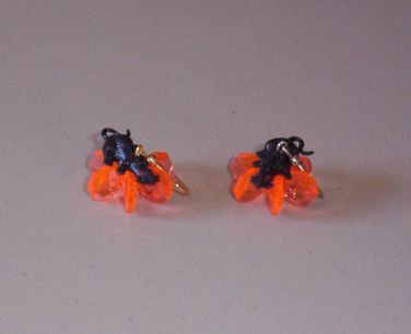 Black Rat w/ Orange Cluster Earrings